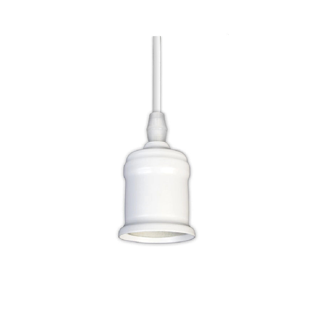 Trade Shop - Portalampada E27 A Sospensione Lampadario Pendente Porta Lampada 1,2 Metri E27-a - Bianco