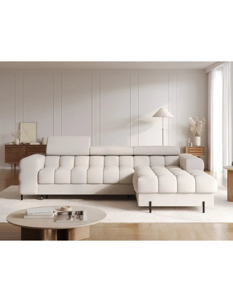 Divano ad angolo destro convertibile Beige dallo stile contemporaneo 285x99x181cm FILTRO