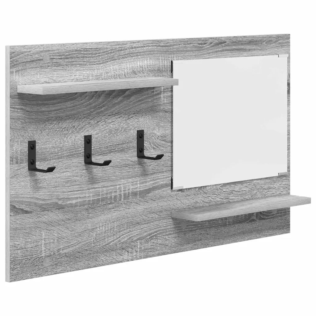 Appendiabiti a muro con specchio Grigio Sonoma 90 x 10 x 50 cm 874520