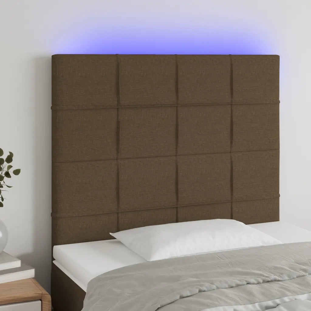 Testiera a LED-Testata con LED Marrone Scuro 90x5x118/128 cm in Tessuto 539240