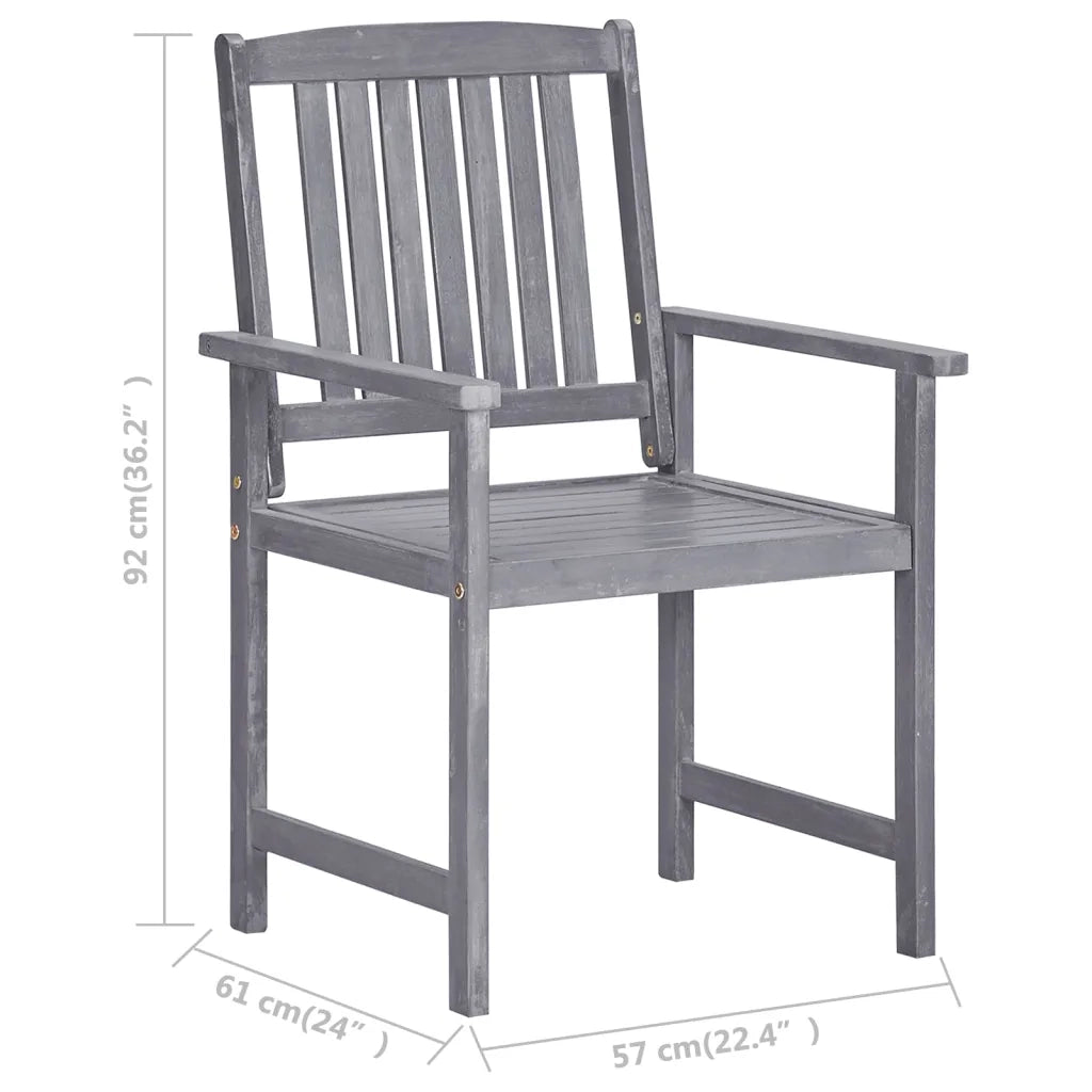 Sedie da Giardino con Cuscini 8 pz in Massello di Acacia Grigie 3078223