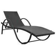 Lettino Prendisole | Sdraio da giardino | Lettino da sole con Cuscino in Polyrattan Nero