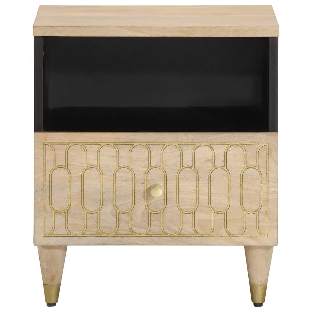 Set di 2 Comodini | Armadio da Notte | Mobiletto da notte 40x33x46 cm in Legno Massello di Mango