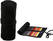 Borsa per matite, 1 pezzo, 24 cassette, borsa per matite in canapa, borsa portatile in canapa, borsa per matite per penna, per viaggi e scuola, nera, 24 cassette