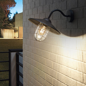 Applique Esterno Classica Melgoa Metallo Nero Vetro Bianco 1 Luce E27