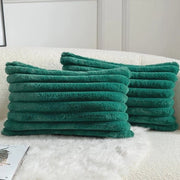 Set di 2 cuscini con copertura a strisce 30 x 50 cm - Cuscini soffici con rivestimento di pelliccia sintetica per soggiorno e camera da letto