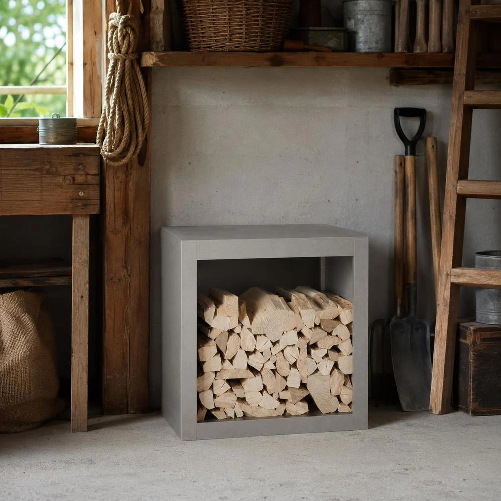 Porta legna 60x40x60 cm in acciaio inossidabile – robusto e resistente, ideale per esterni, giardino e camino, pratico e durevole