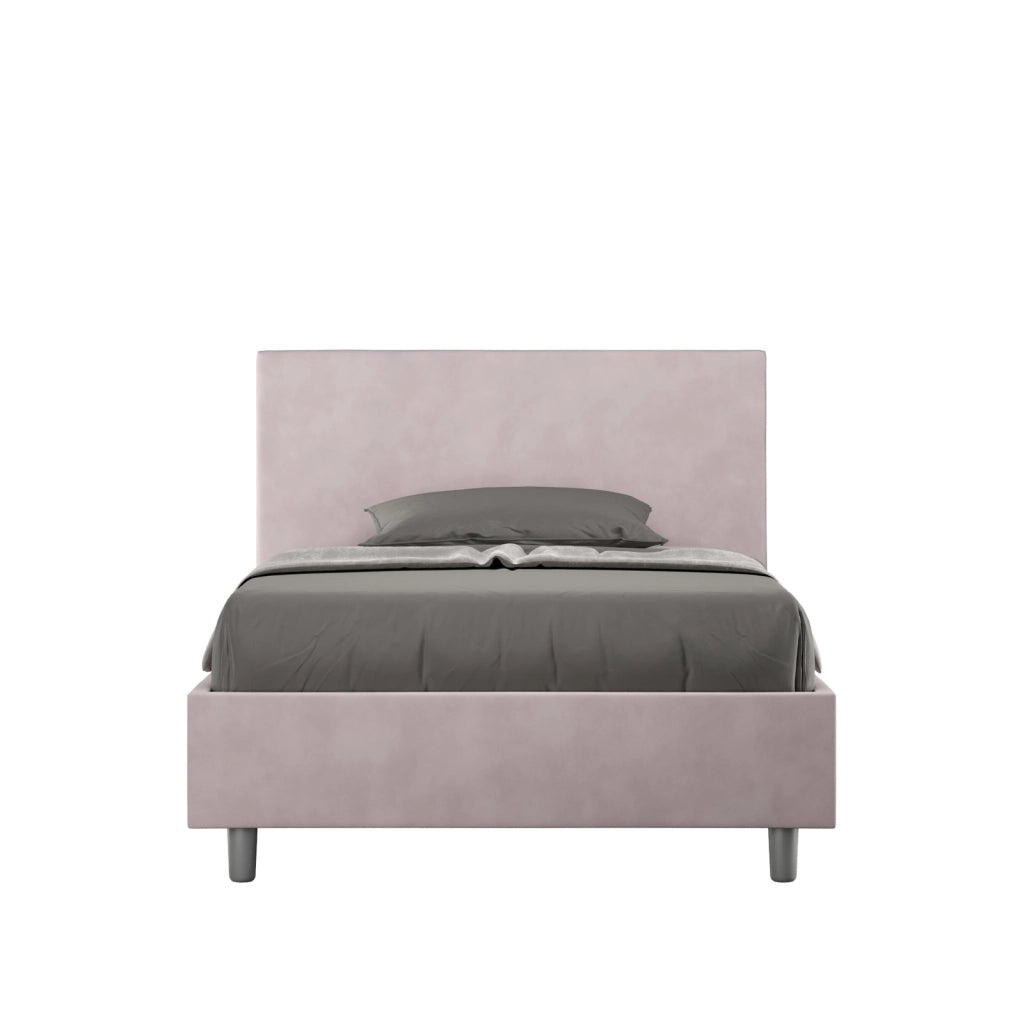 Letto una piazza e mezza senza rete imbottito 120x190 microfibra glicine Adele