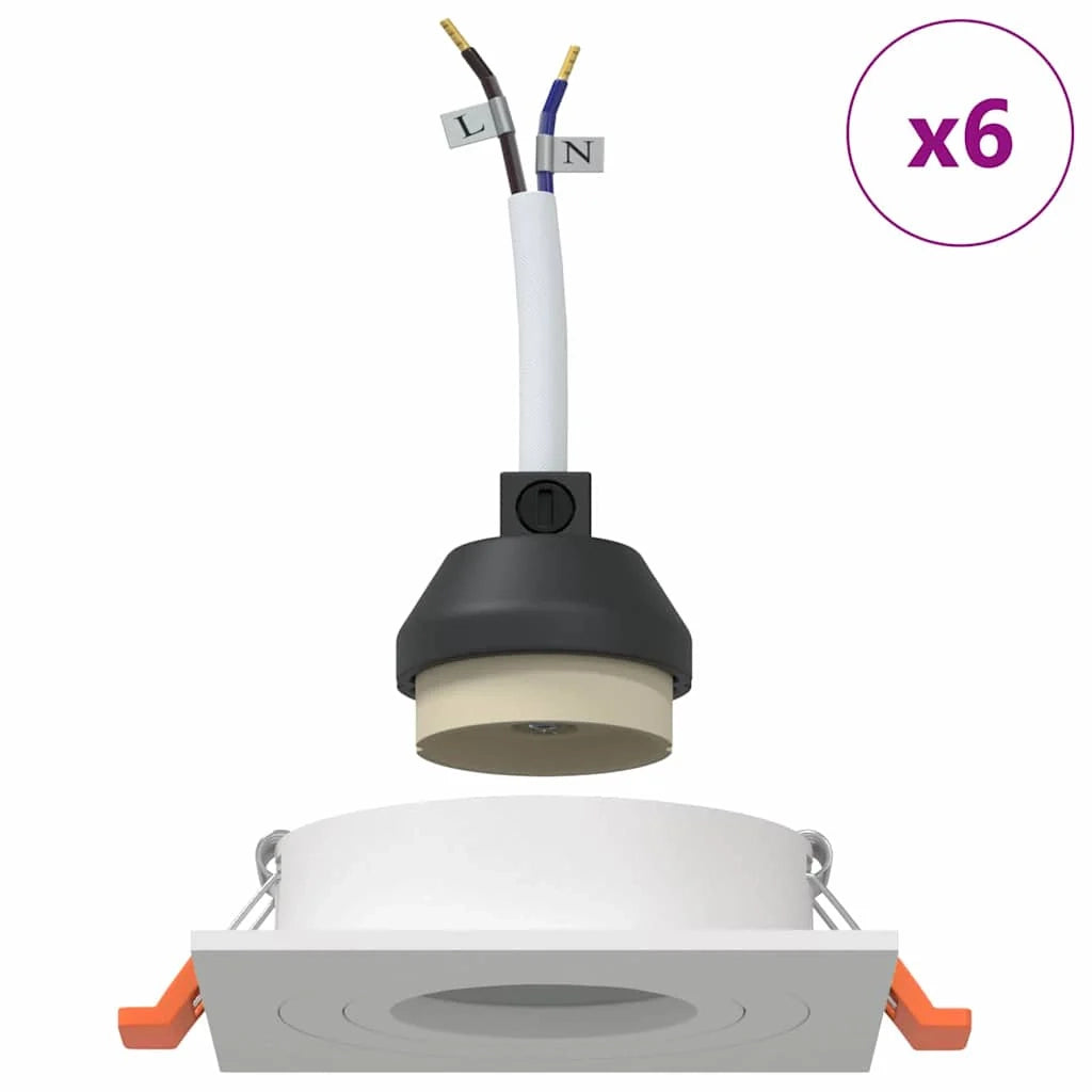 Set di 6 faretti da incasso dal design moderno per illuminazione d'ambiente 9 x 9 x 2 cm alluminio bianco 02_0058259
