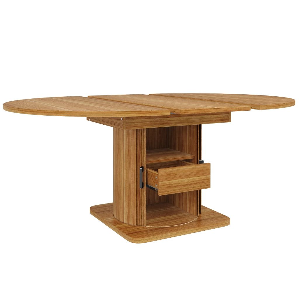 Tavolo da pranzo allungabile con 4 modalità; spazio contenitore e piano in mdf; nero marrone; 118 × 118 × 76 cm