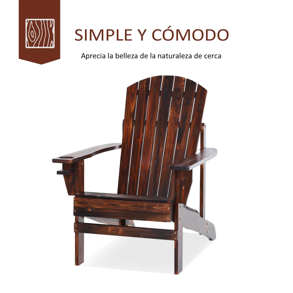 Sedia Adirondack in Legno con Braccioli e Schienale Alto per Esterno ¨C zephmum ¨C 72x95x93 cm Marrone
