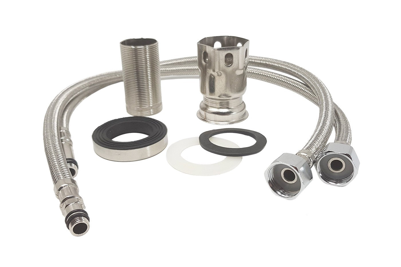 Rubinetto miscelatore per cucina in acciaio inox satinato con canna girevole