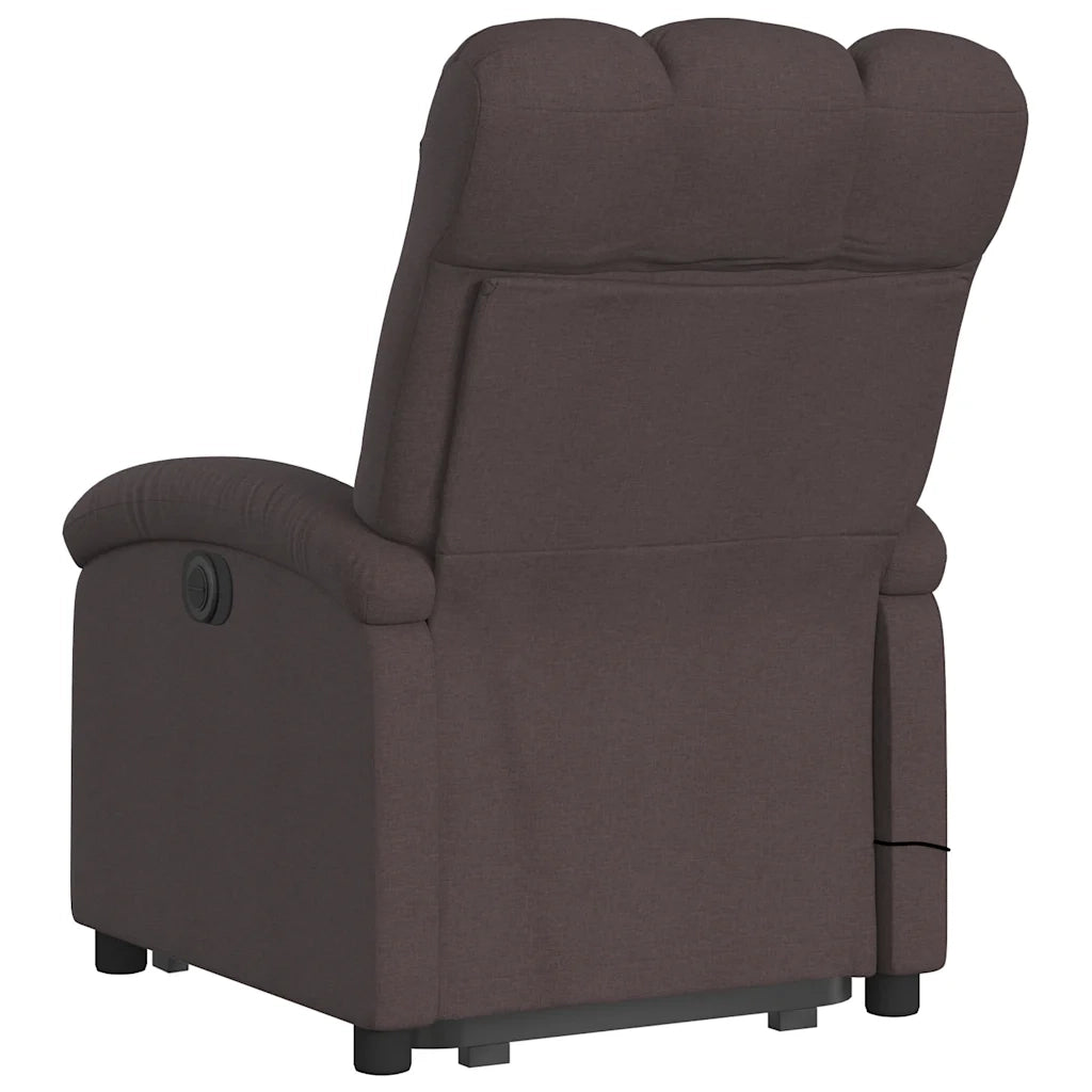 Poltrona | Sedia Relax Alzapersona Massaggi Reclinabile Marrone Scuro Tessuto