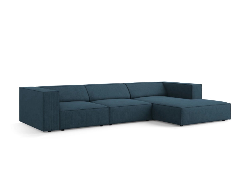 Cosmopolitan Design - Divano angolare destro "Arendal" 4 posti in ciniglia con effetto a coste blu scuro 
