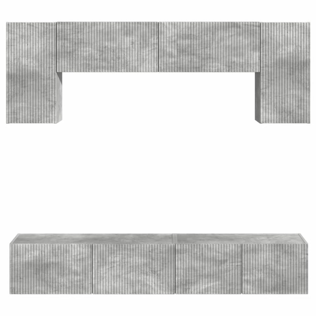 Set mobile TV 4 pcs Grigio cemento Legno multistrato 3409081