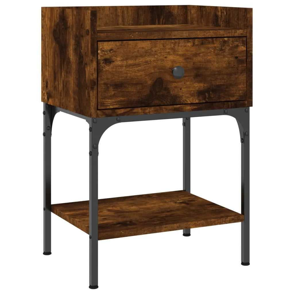 Comodino-Tavolino da notte Rovere Fumo 40,5x31x60 cm in Legno Multistrato