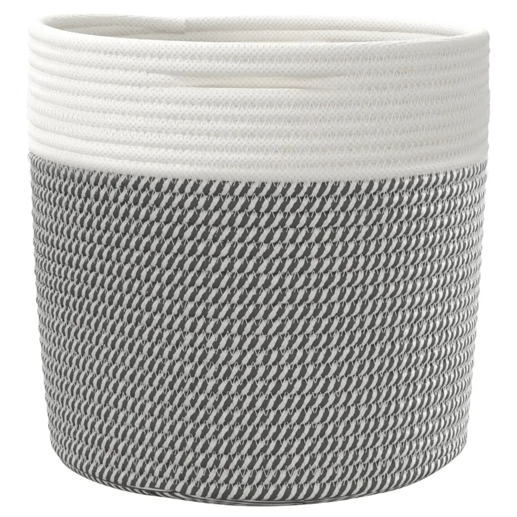 Cestini Portaoggetti 2 pz Grigio e Bianco ?28x28 cm in Cotone CFW3315015
