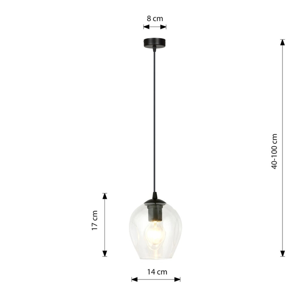 Lampada a sospensione ISTAR in acciaio nero e vetro trasparente