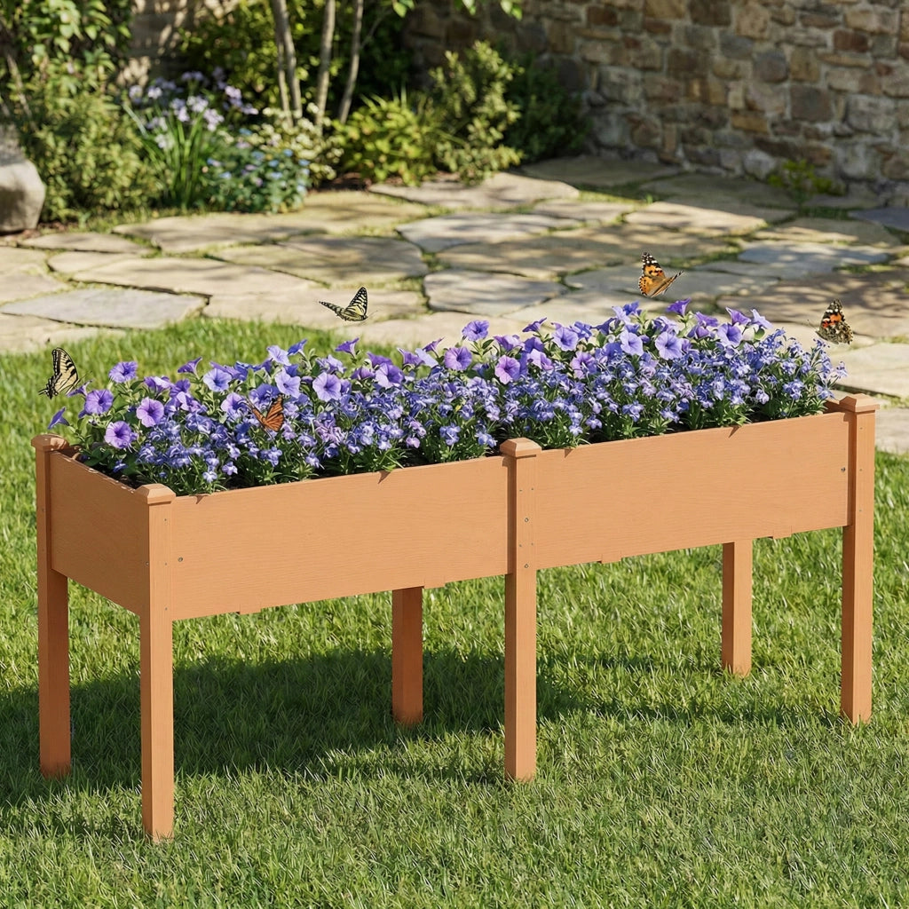 Orto Urbano Rialzato ¨C Xylo ¨C Legno Marrone 184x59x76.5cm 6 Fori Drenaggio