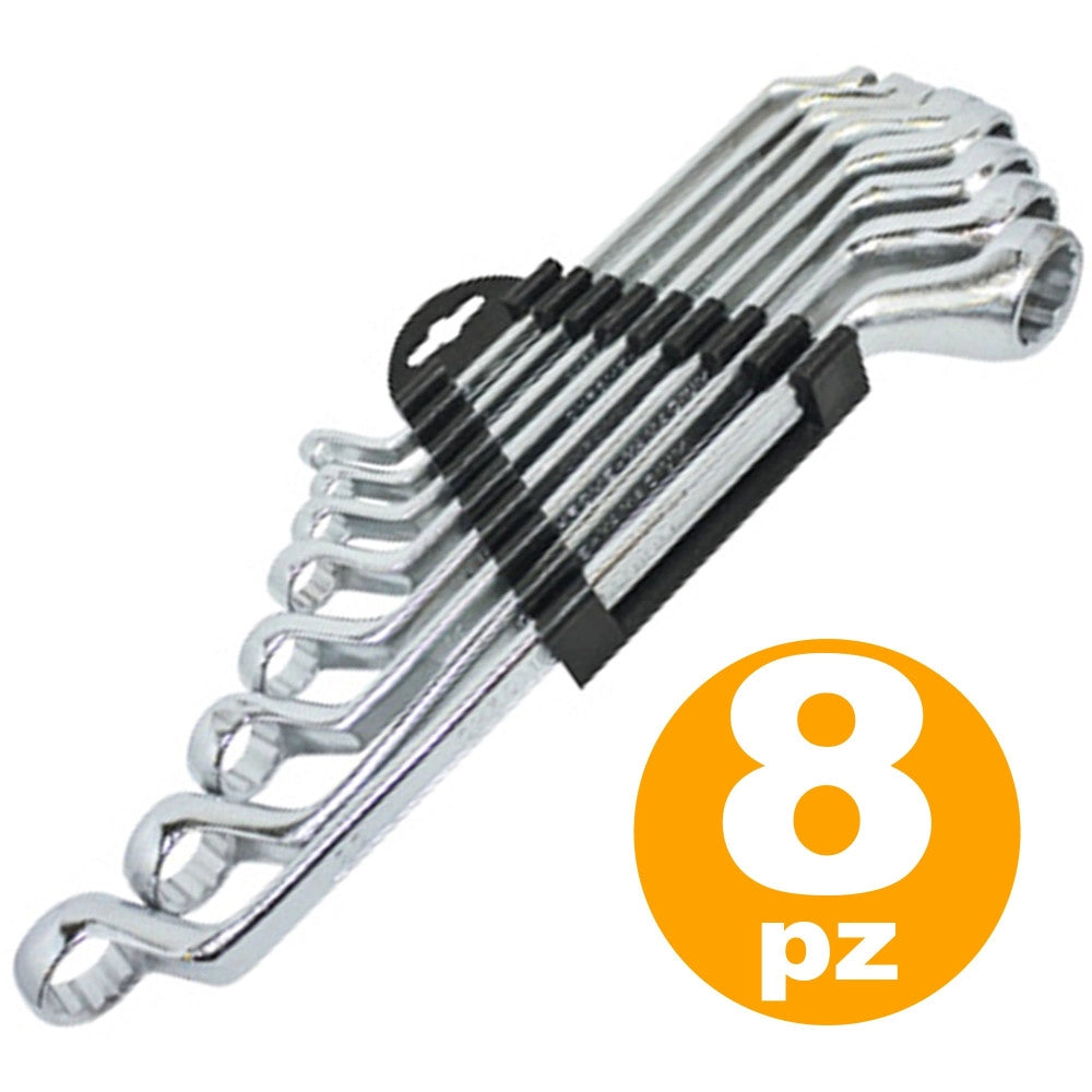 Trade Shop - 8 X Chiavi Ad Anello In Cromo Vanadio Misura Dalla 6 Alla 22 Attrezzi -