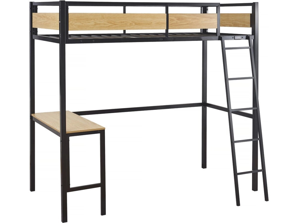 Letto a soppalco "Ethan" con scrivania - 90 x 190 cm - Nero