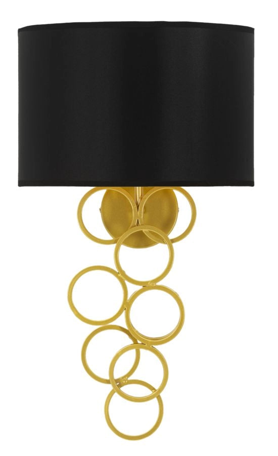 Lampada da Muro Rich 30x20x50 cm in Ferro e Tessuto Oro e Nero