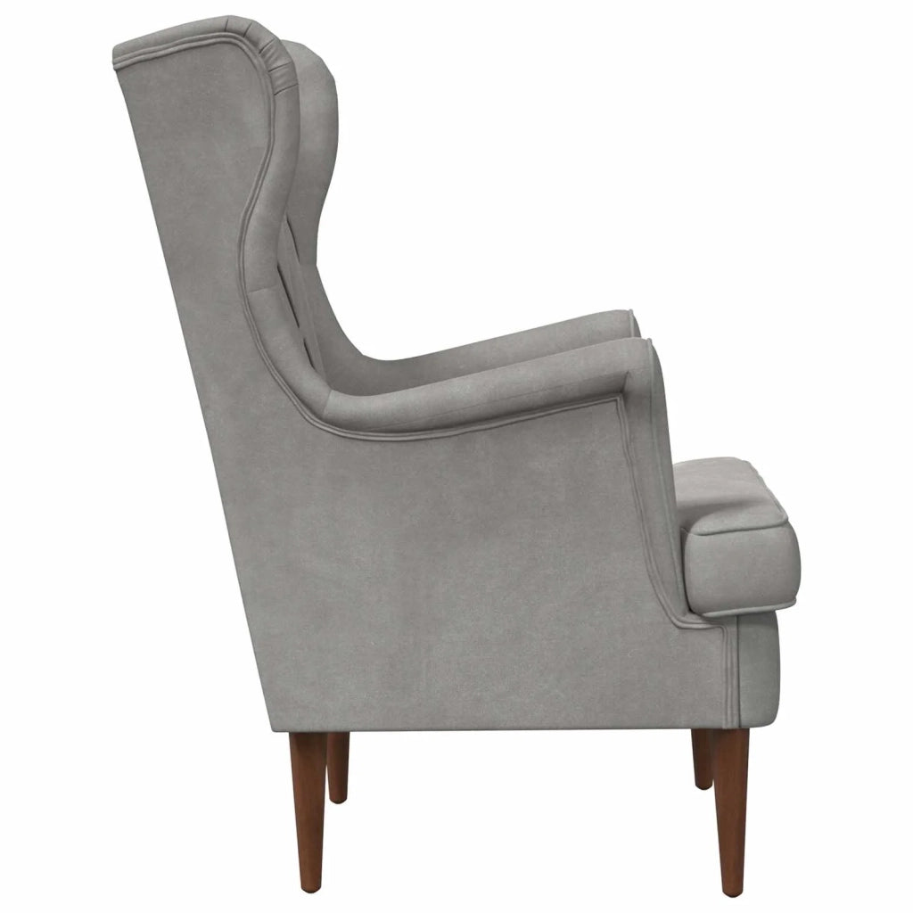 Poltrona-Divano Sedia-Poltroncina Grigio Chiaro Velluto 160084