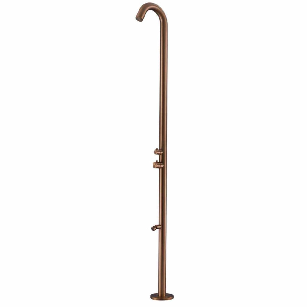 Sined Quartu Doccia Per Esterni In Acciaio 316l Con Soffione e Lavapiedi h 2289 Cm Inox Oro Rosa Con Soffione Deviatore e Lavapiedi