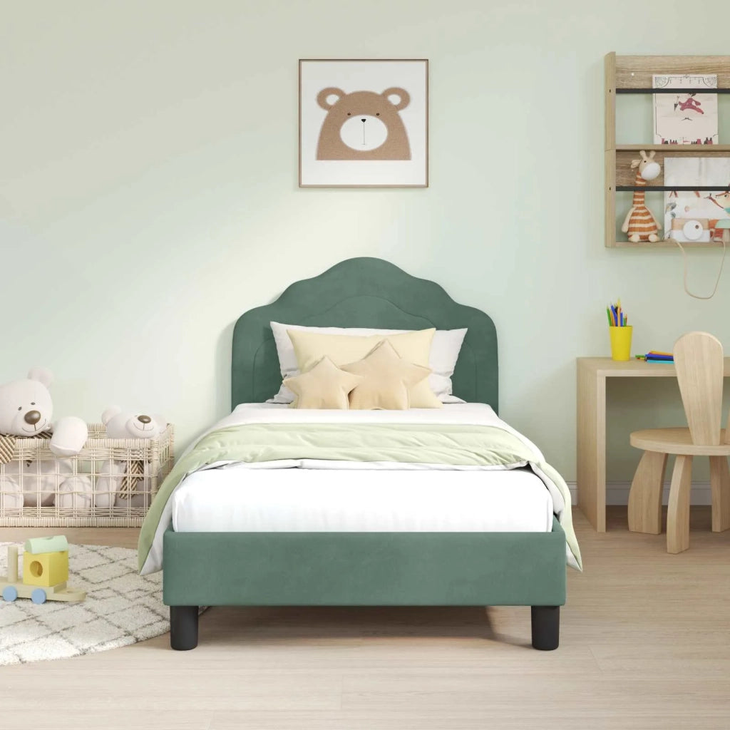 Struttura letto Bambini | Letto Infantile | Lettino con testata Verde Mare 80 x 160 cm