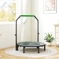 Tappetino Elastico Pieghevole Ø102 cm con Manico Regolabile Telaio in Acciaio, Nero e Verde