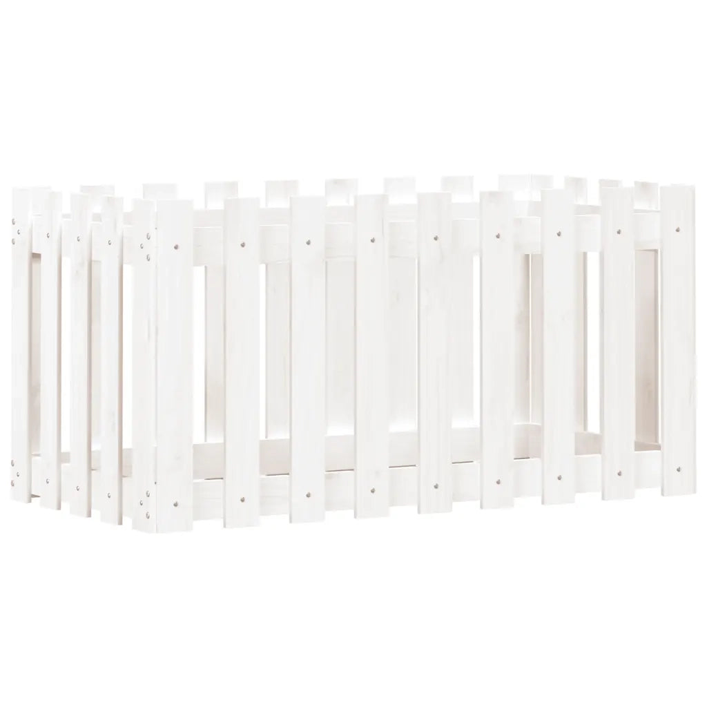 Fioriera Giardino a Recinzione Bianca 100x50x50cm Massello Pinocod mxl 131600