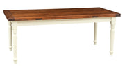 Biscottini Tavolo Country allungabile in legno massello di tiglio struttura bianca anticata piano noce L200xPR90xH80 cm. Made in Italy