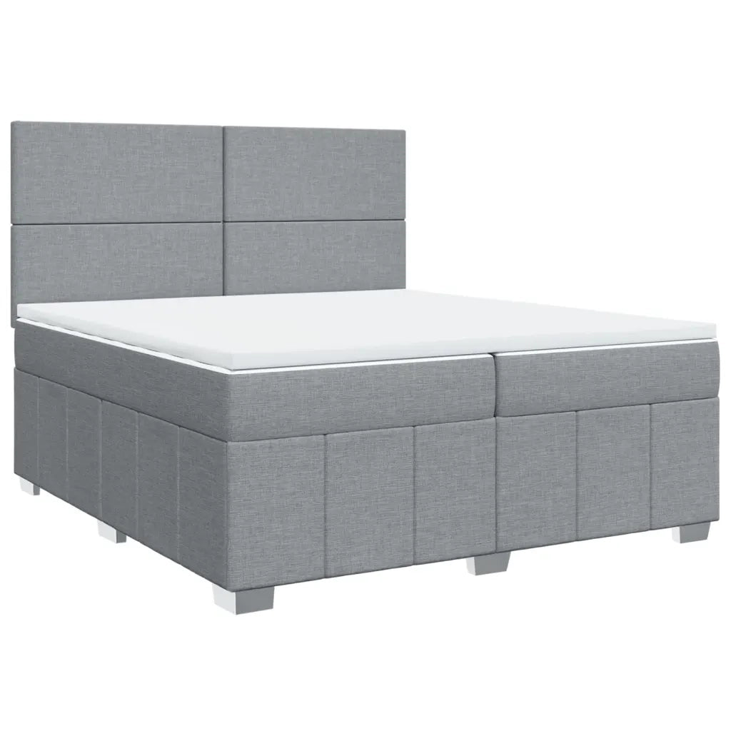 Giroletto a Molle con Materasso Grigio Chiaro 200x200cm Tessuto