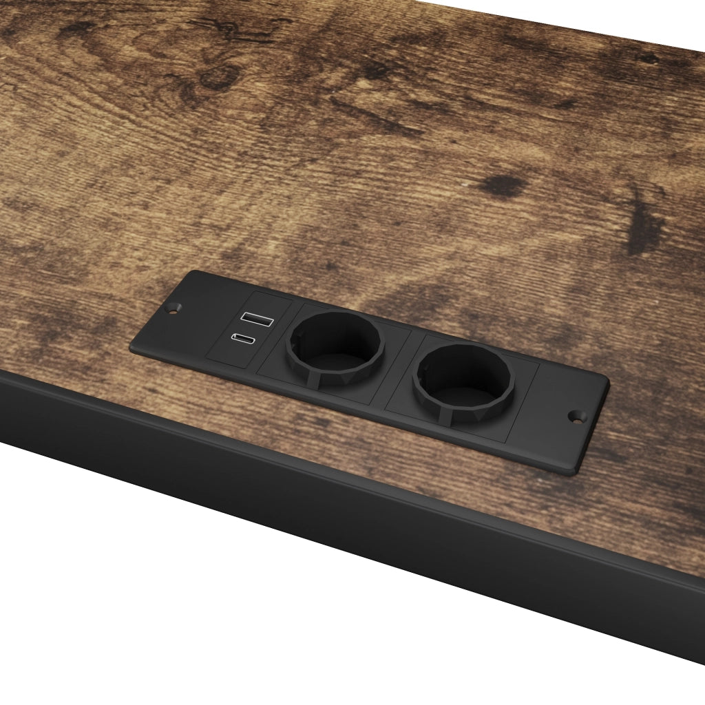 Letto a castello 140×200 cm e 90×200 cm con USB; Type-C; LED e ripiani; senza materasso; metallo; nero