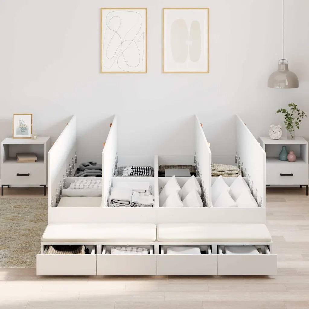 Struttura letto con contenitore Bianco 140 cm Legno multistrato 3335693