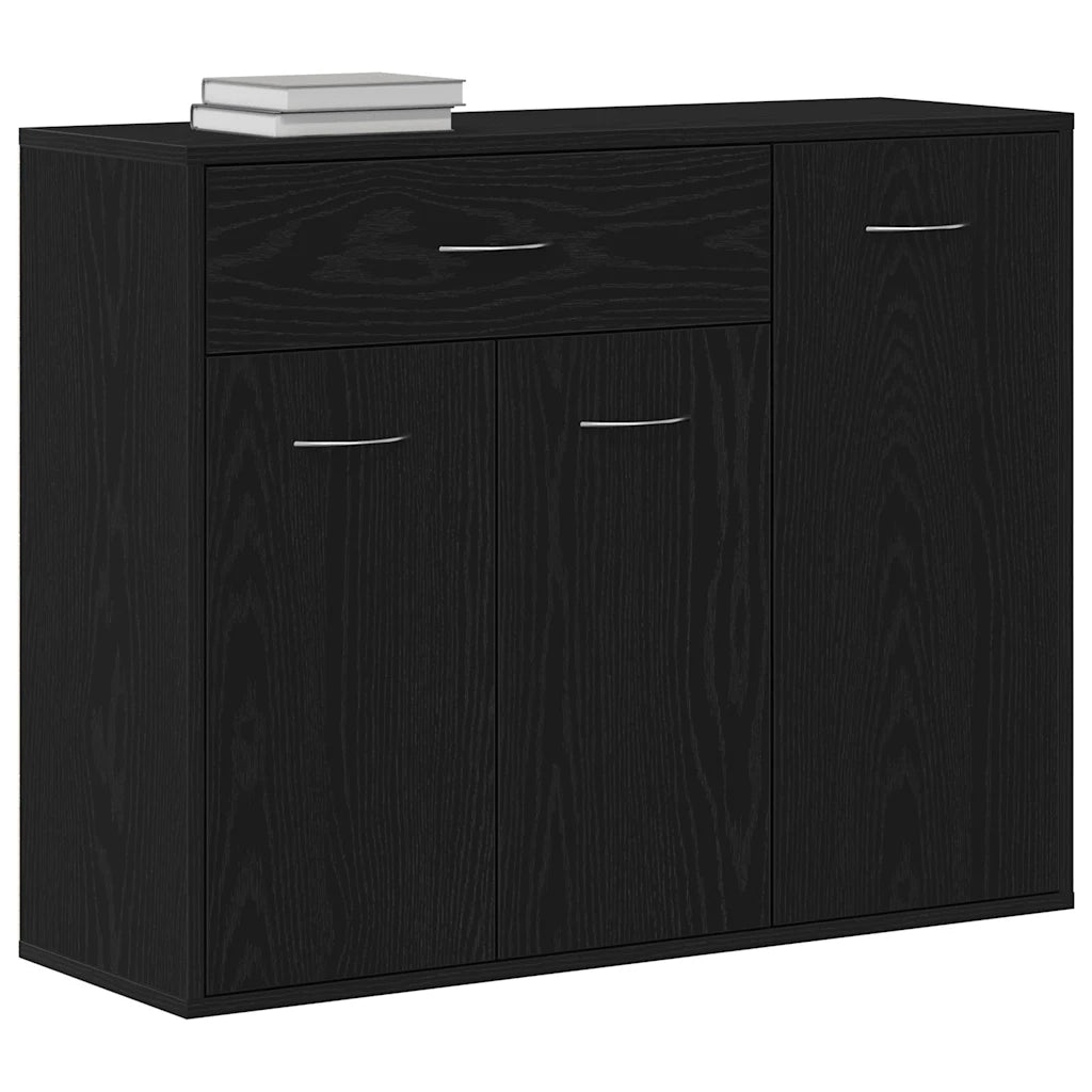 Credenza Rovere Nero 88x30x70 cm in Legno Multistrato 862445