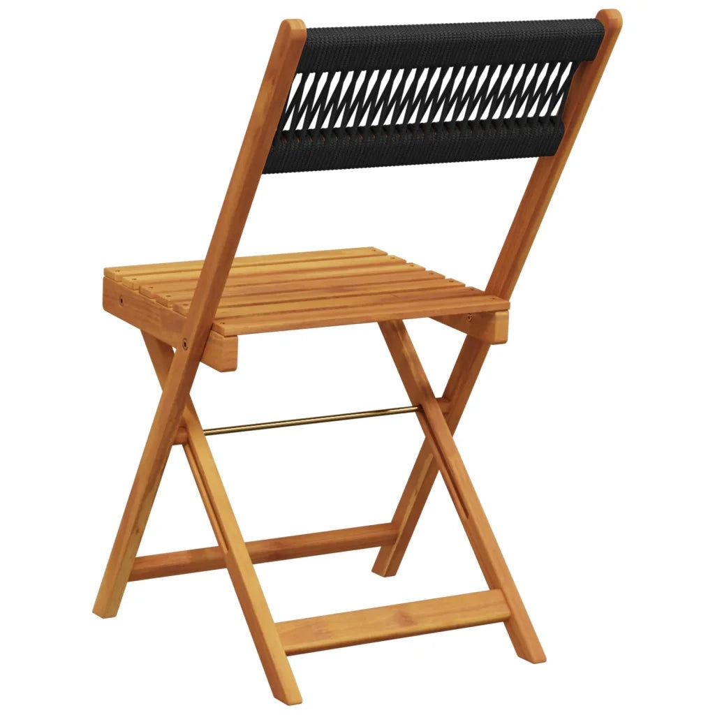 Sedie Bistrò 2pz Nere Legno Massello di Acacia e Corda 367678