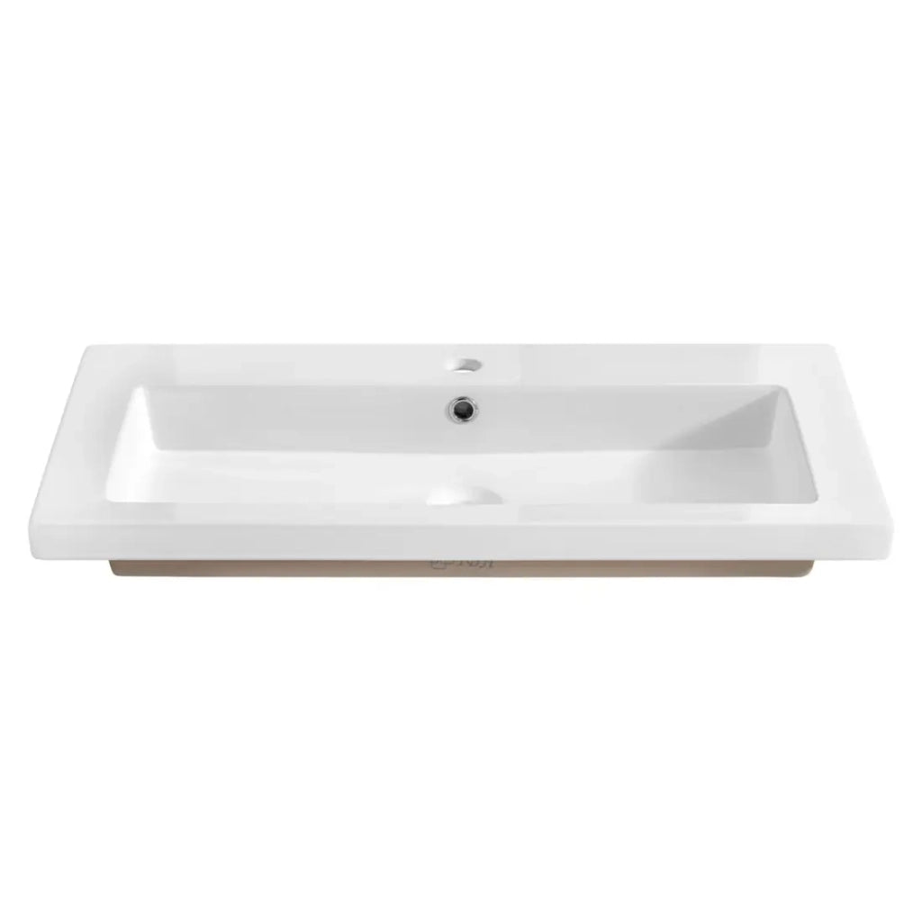 Lavabo da incasso ELIO 100 cm in ceramica bianca lucida
