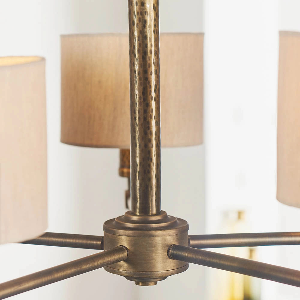 Lampadario 5 luci bronzo anticato, paralumi E14 Endon