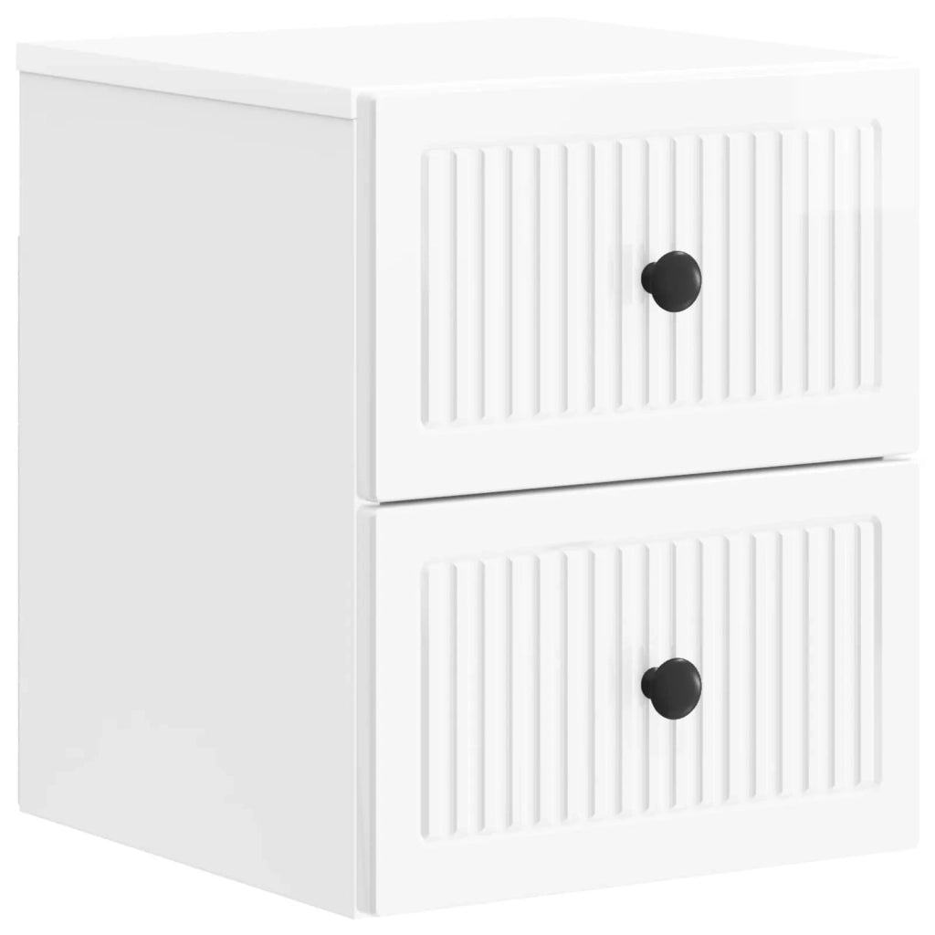Mobiletto da notte a muro 2 pcs Bianco Lucido 33 x 34,5 x 40 cm