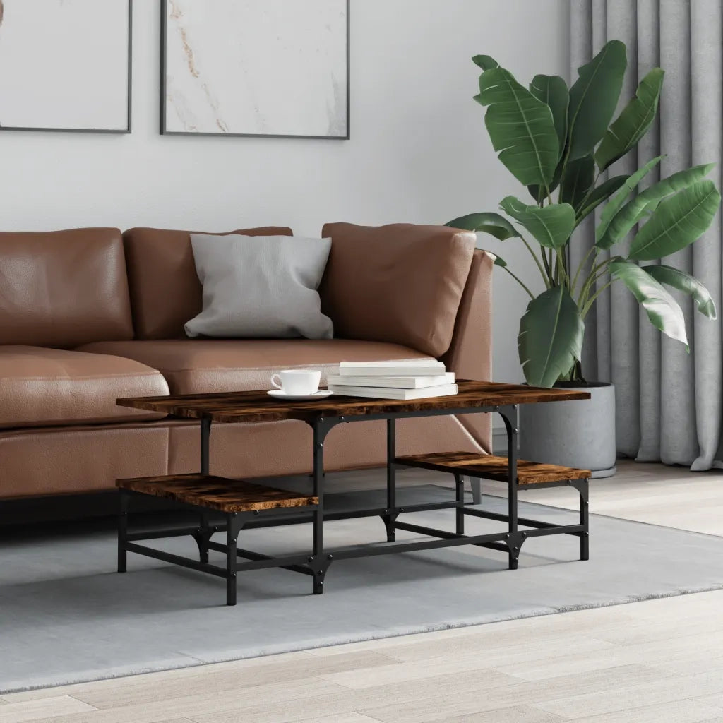 Tavolino da Salotto-Tavolino da soggiorno-Tavolo Rovere Fumo 100x50,5x40cm Legno Multistrato