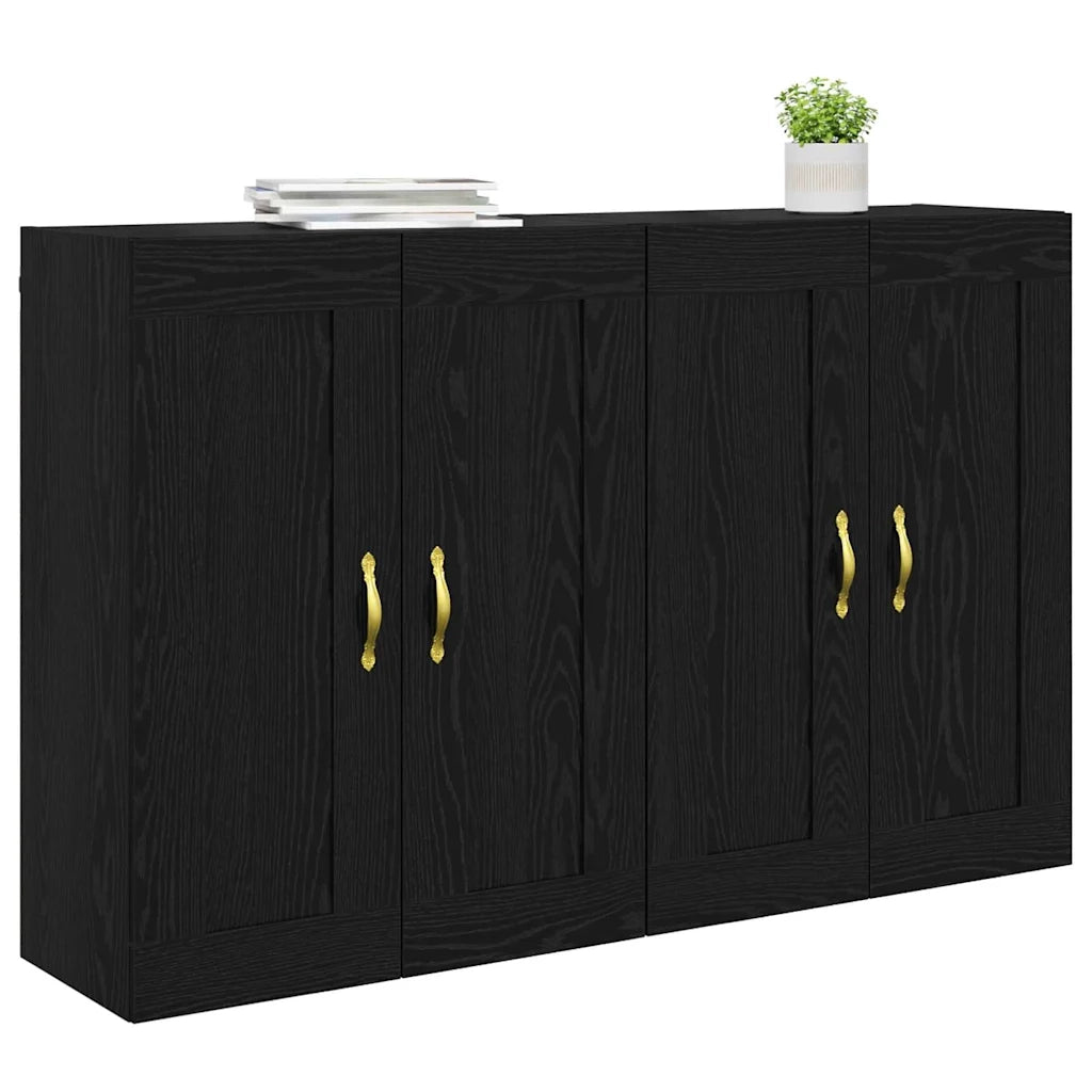 Mobile a muro 2 pcs Rovere Nero 69,5 x 34 x 90 cm 3402691