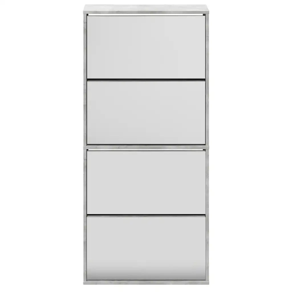 Scarpiera con Specchio a 4 Livelli Grigio Cemento 63x17x134 cm 3228275
