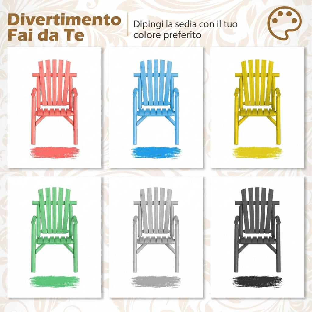 Sedia da Giardino Singola, Poltrona da Esterno in Legno con Braccioli, Schienale Alto, Portata 150 kg, Panca da Giardino Adirondack per Terrazza e Cortile, 67 x 81 x 107 cm (Marrone)