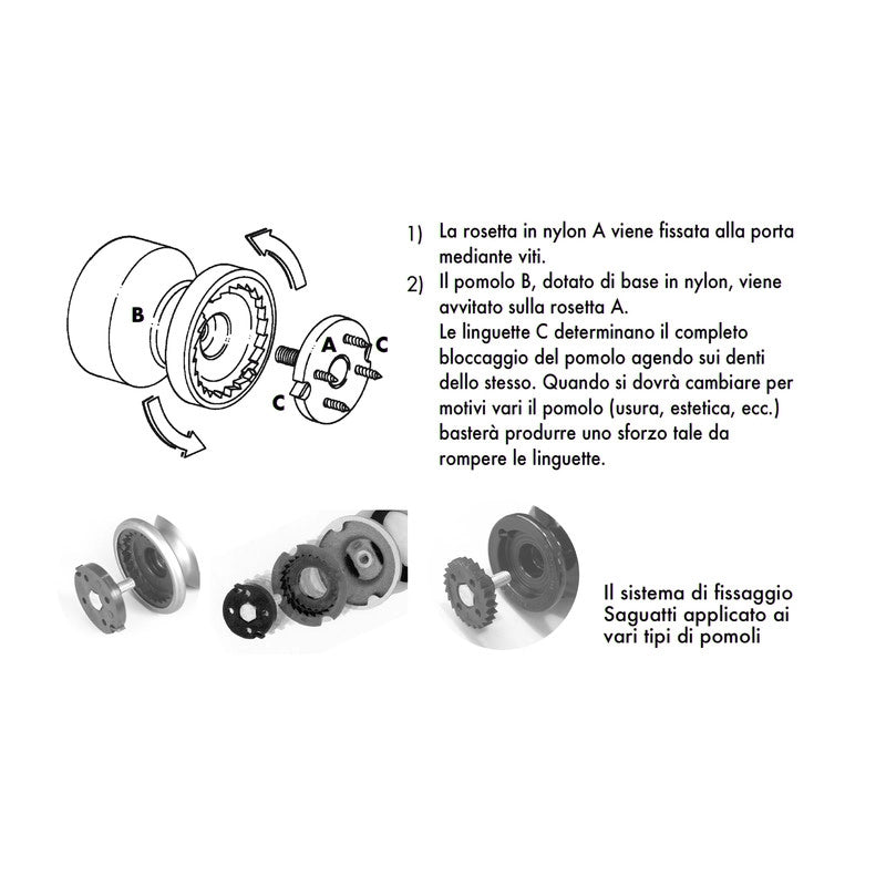 Pomolo fisso per porta SAGUATTI 869/70SAB in alluminio verde opaco