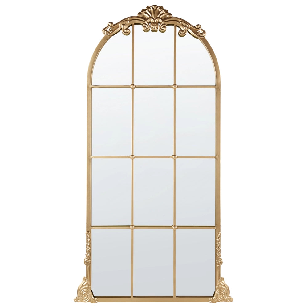 Specchio da parete in metallo dorato 66 x 124 cm Specchio decorativo da parete per finestra in stile vinatge da appendere.
