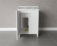 Mobile Lavatoio 2 Ante in Nobilitato 60x50x85 cm Vasca in PP con Asse in Resina e Kit di Scarico Bianco