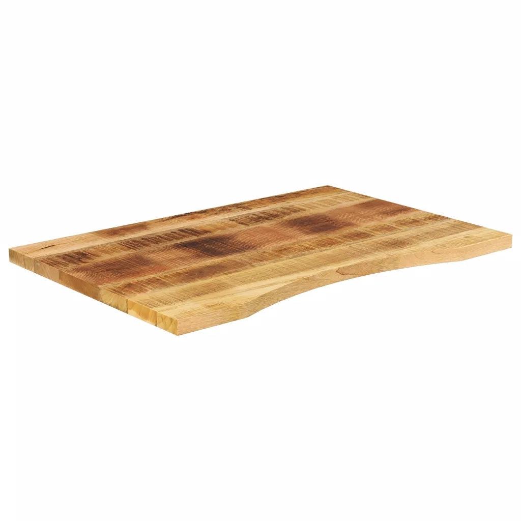 Piano Scrivania con Curva 100x60x2,5cm Massello Grezzo di Mango
