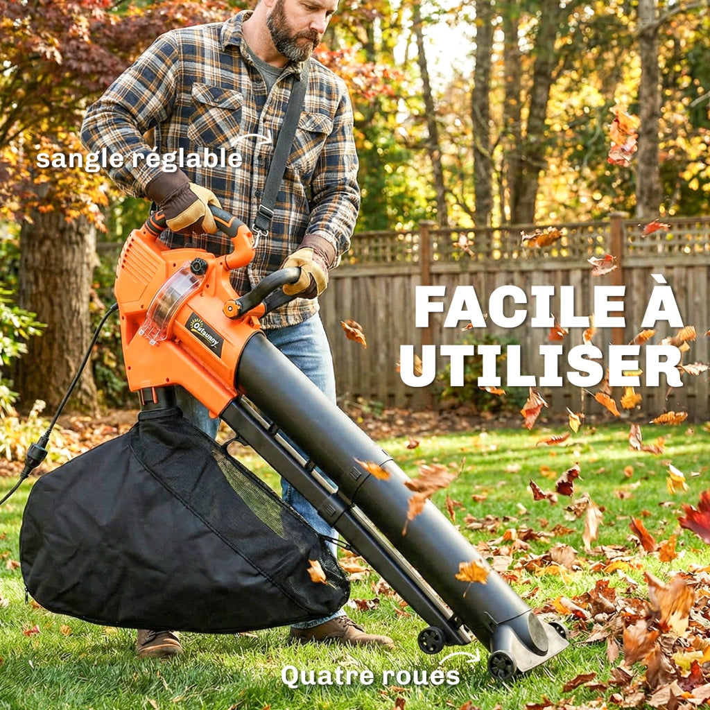 Aspiratore Soffiatore Foglie Elettrico 3000W ¨C Xylo ¨C 3in1 Trituratore Sacco 40L Verde