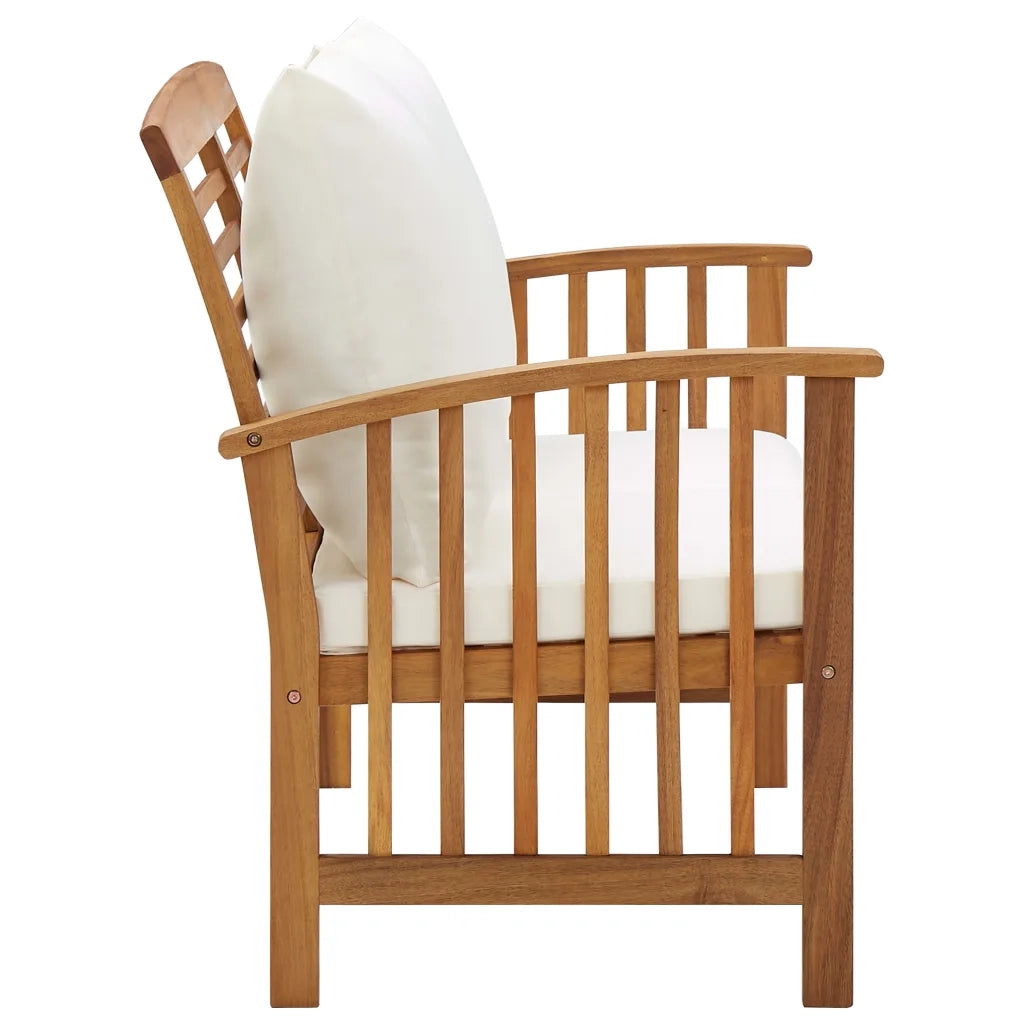 Panca da Giardino con Cuscini-Sgabello-Panca da esterno 119 cm in Massello Acacia 376741